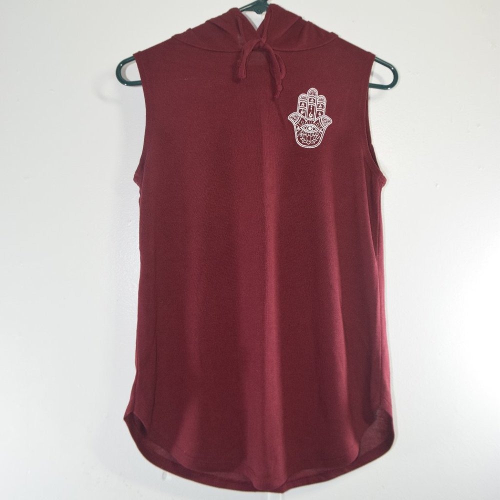 Modern Lux Red Hamsa Sleeveless Hooded Top